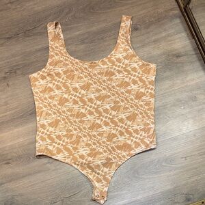 Express Tan and White Womans Bodysuit